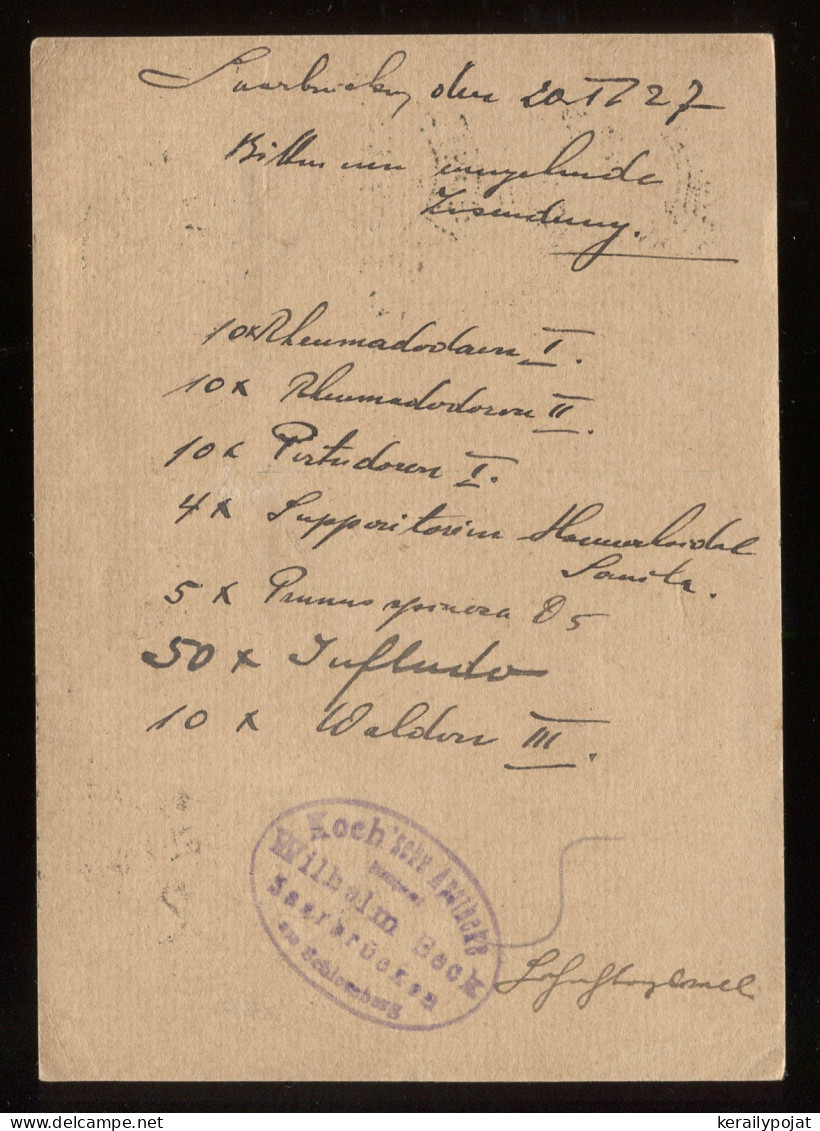 Saargebiet 1927 Saarbrucken Stationery Card To Switzerland__(8239) - Postal Stationery