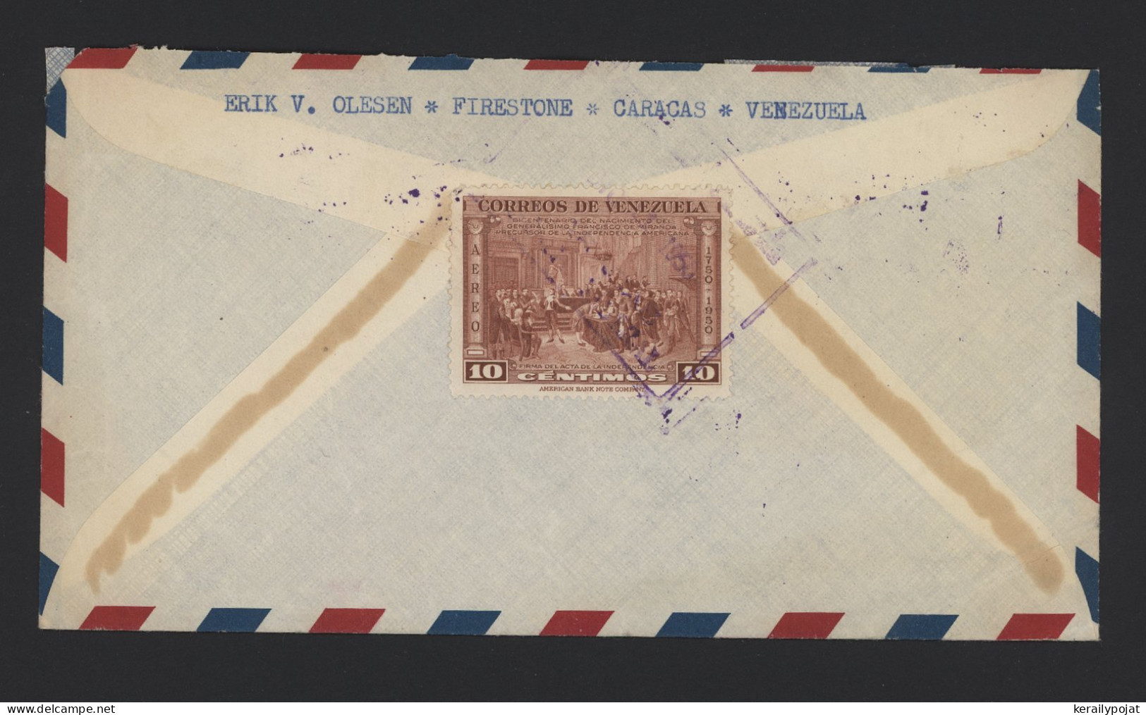 Venezuela 1950's Air Mail Cover To Denmark__(11247) - Venezuela