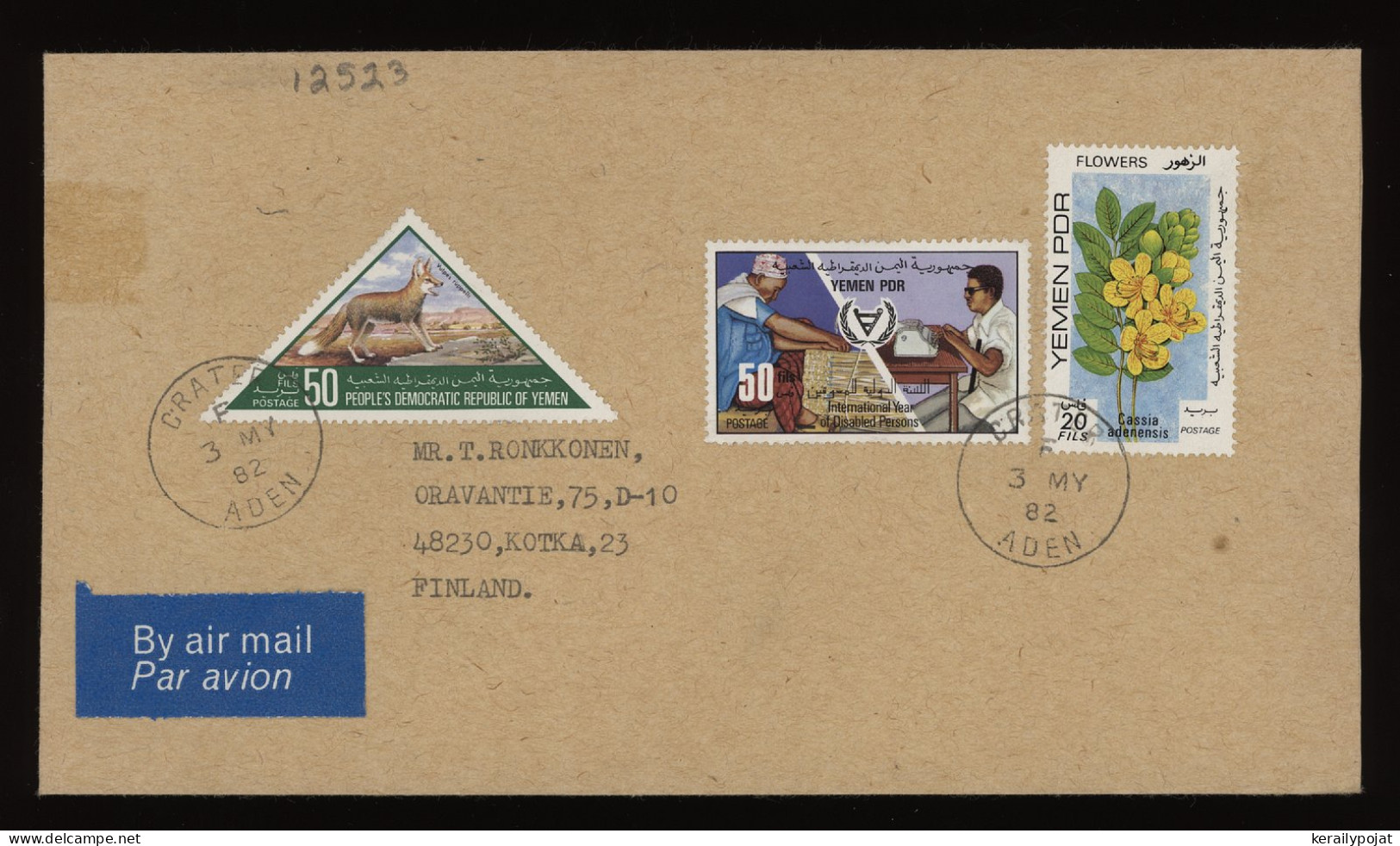 Yemen (South) 1982 Crat Air Mail Cover To Finland__(12523) - Jemen