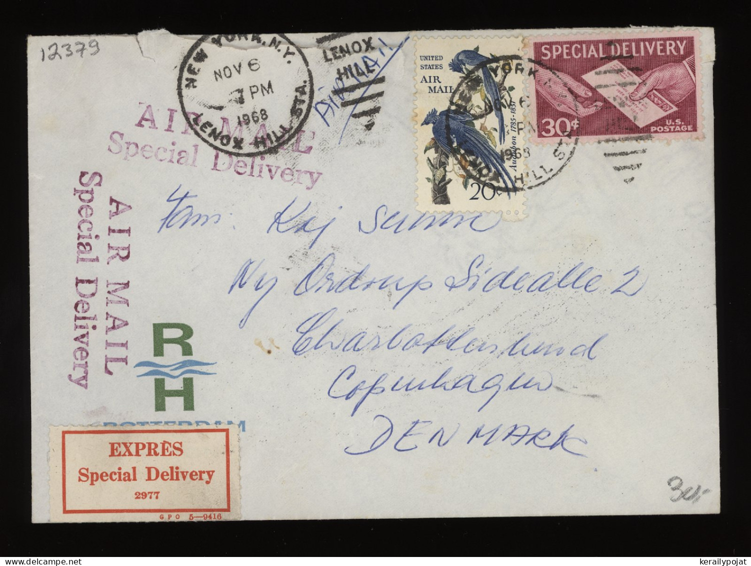 USA 1968 New York Expres Special Delivery Cover To Denmark__(12379) - Briefe U. Dokumente