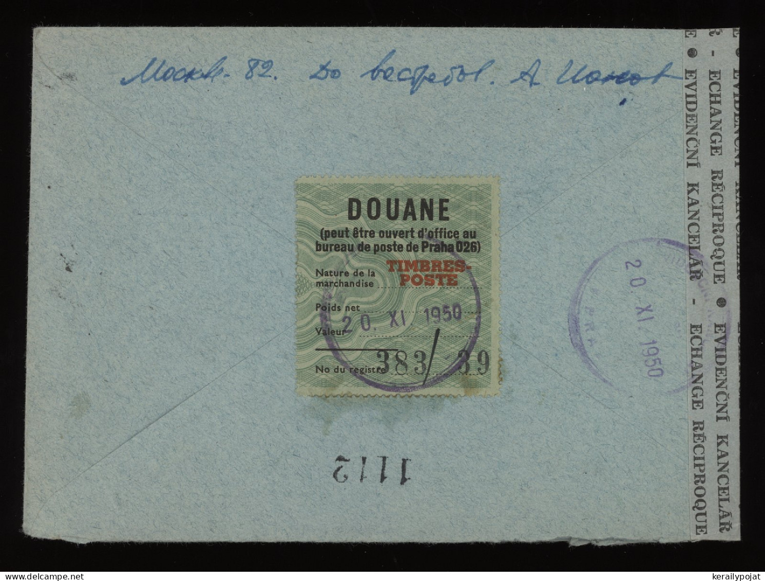 USSR 1950 Moscow Censored Registered To Czechoslovakia__(10302) - Briefe U. Dokumente