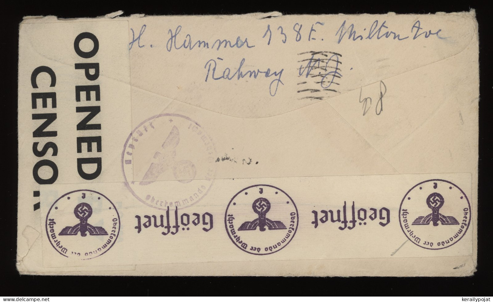 USA 1940 Rahwat Censored Cover To Germany__(9620) - Covers & Documents