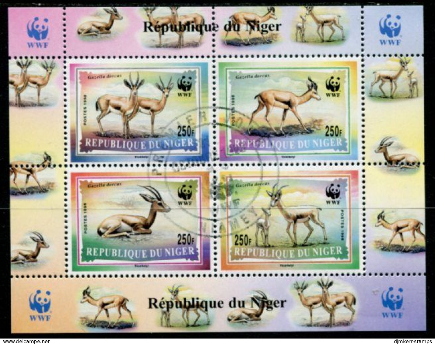 NIGER 1998 WWF: Gazelles Block Used. - Niger (1960-...)
