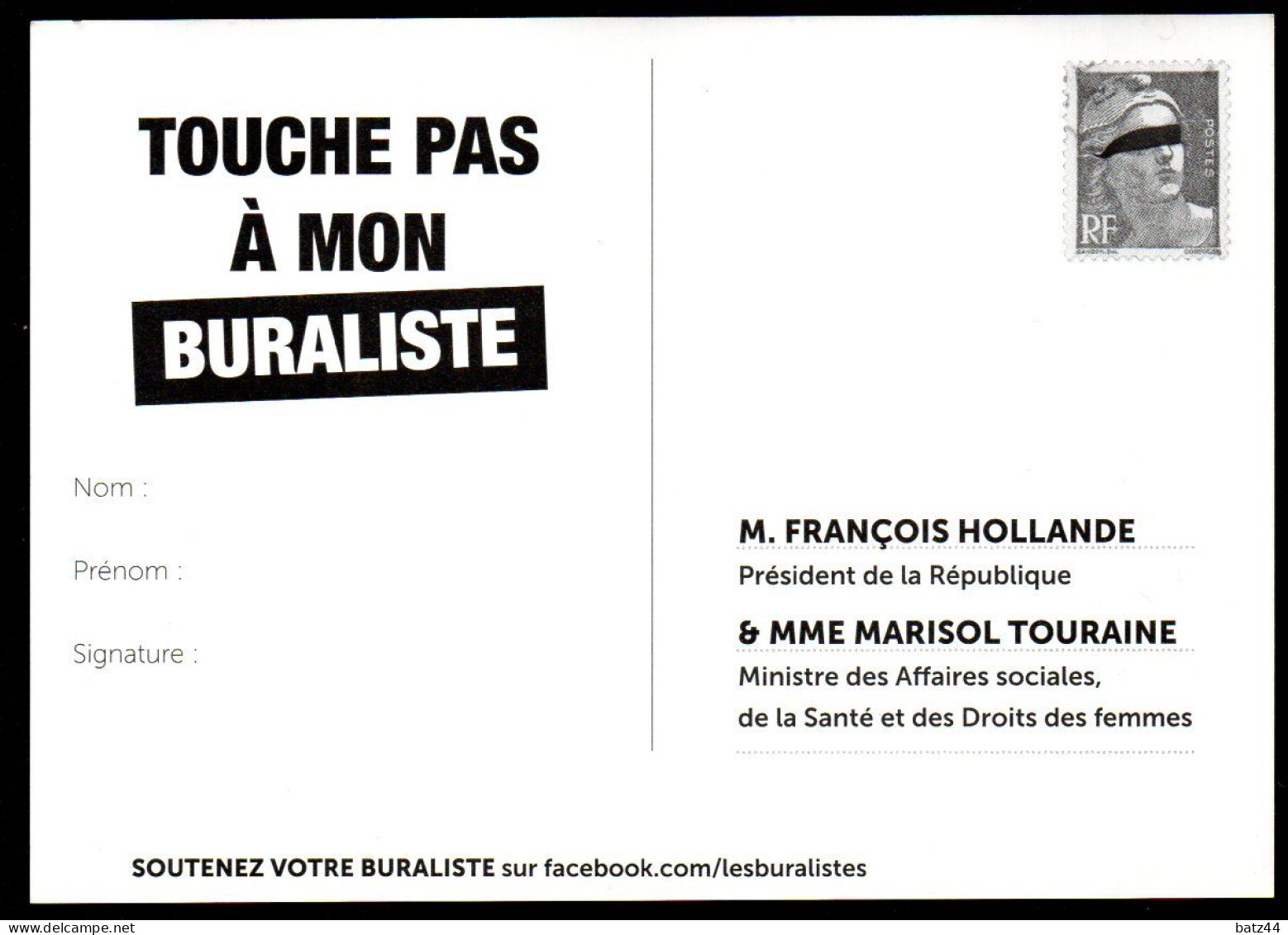 PàP Prêt-à-Poster Pseudo Entier " Touche Pas à Mon Buraliste " Tabac Tobacco  Tabak Tabacco  Tabaco Tytoń - Enteros Privados