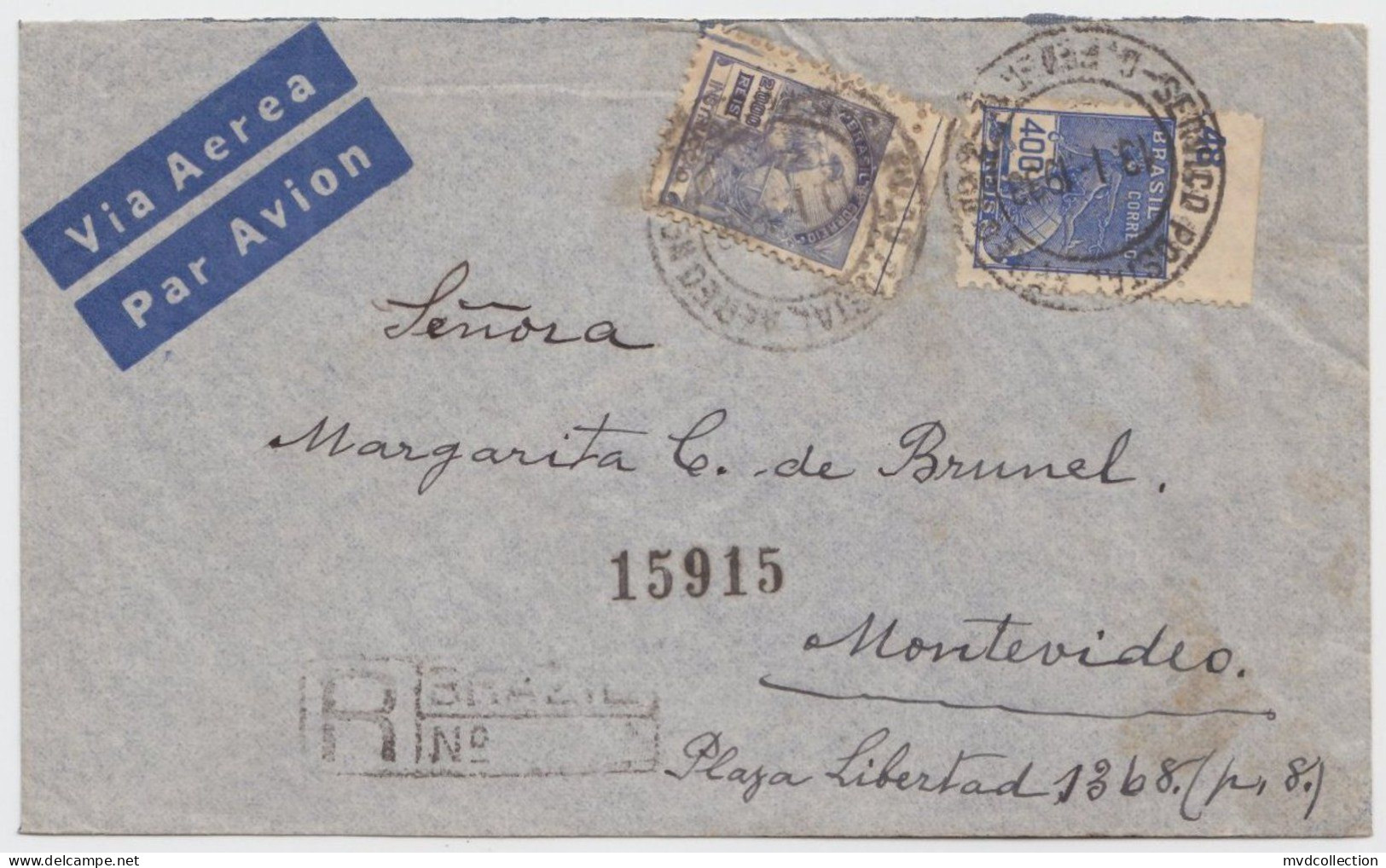 BRAZIL Registered Airmail Cover SOCIETA ANONIMA DI NAVIGAZIONE ITALIA 1933 - Brieven En Documenten