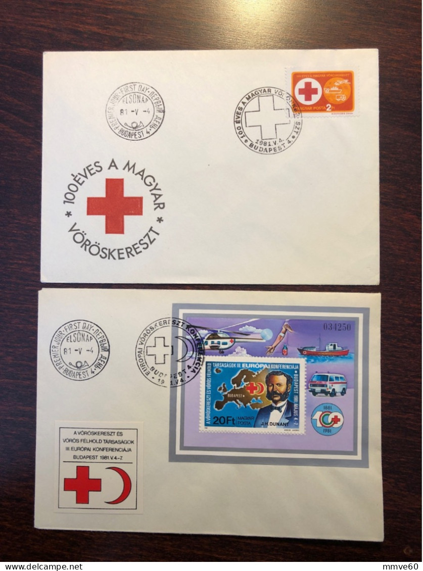 HUNGARY FDC COVER 1981 YEAR RED CROSS HEALTH MEDICINE STAMPS - FDC