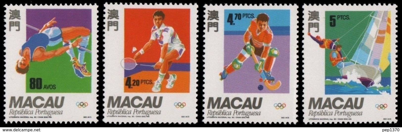 MACAU 1992 - JJOO DE BARCELONA 92 - YVERT 666-669** - MICHEL 702-705 - SCOTT 674-677 - Hockey (su Erba)
