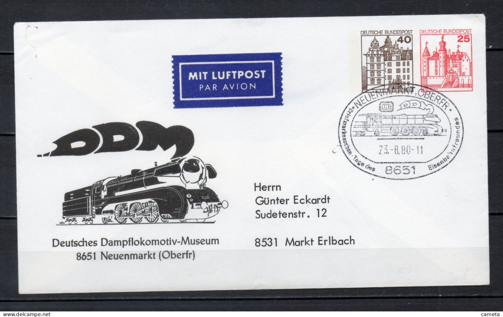 ALLEMAGNE FEDERALE ENTIER POSTAL  N° 834 + 876  SUR ENVELOPPE    COTE  ? €    TRAIN - Sobres Privados - Usados