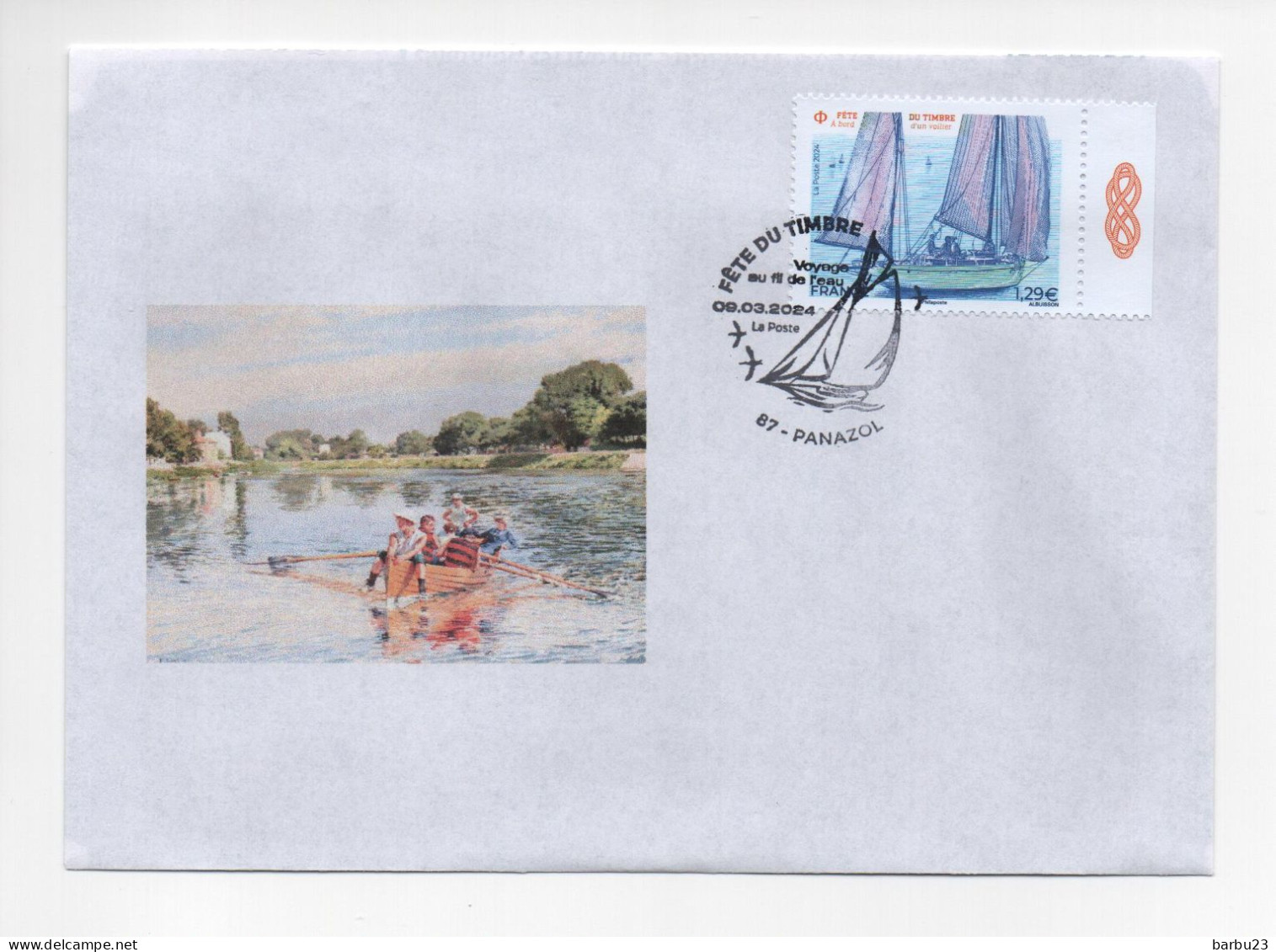 Enveloppe Non Officielle FDC Fête Du Timbre  2024 Panazol (Haute Vienne) Bateau Impressioniste - 2020-…