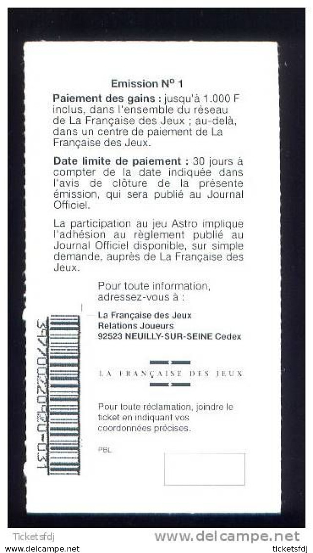 grattage FDJ - le ticket ASTRO 39770 PBL au choix - FRANCAISE DES JEUX