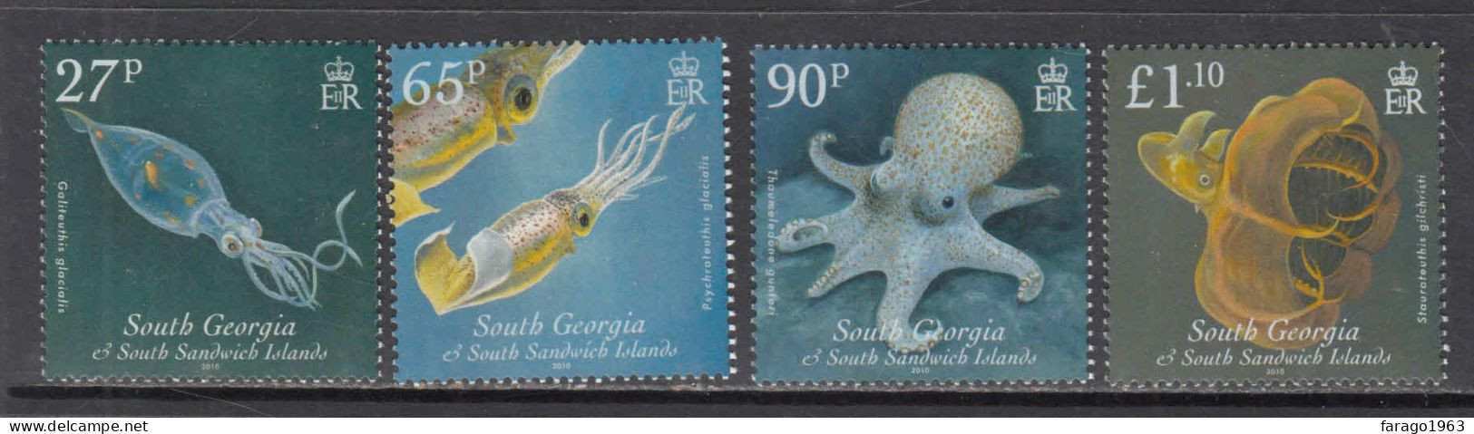 2010 South Georgia Marine Life  Complete Set Of 4 MNH - Georgias Del Sur (Islas)