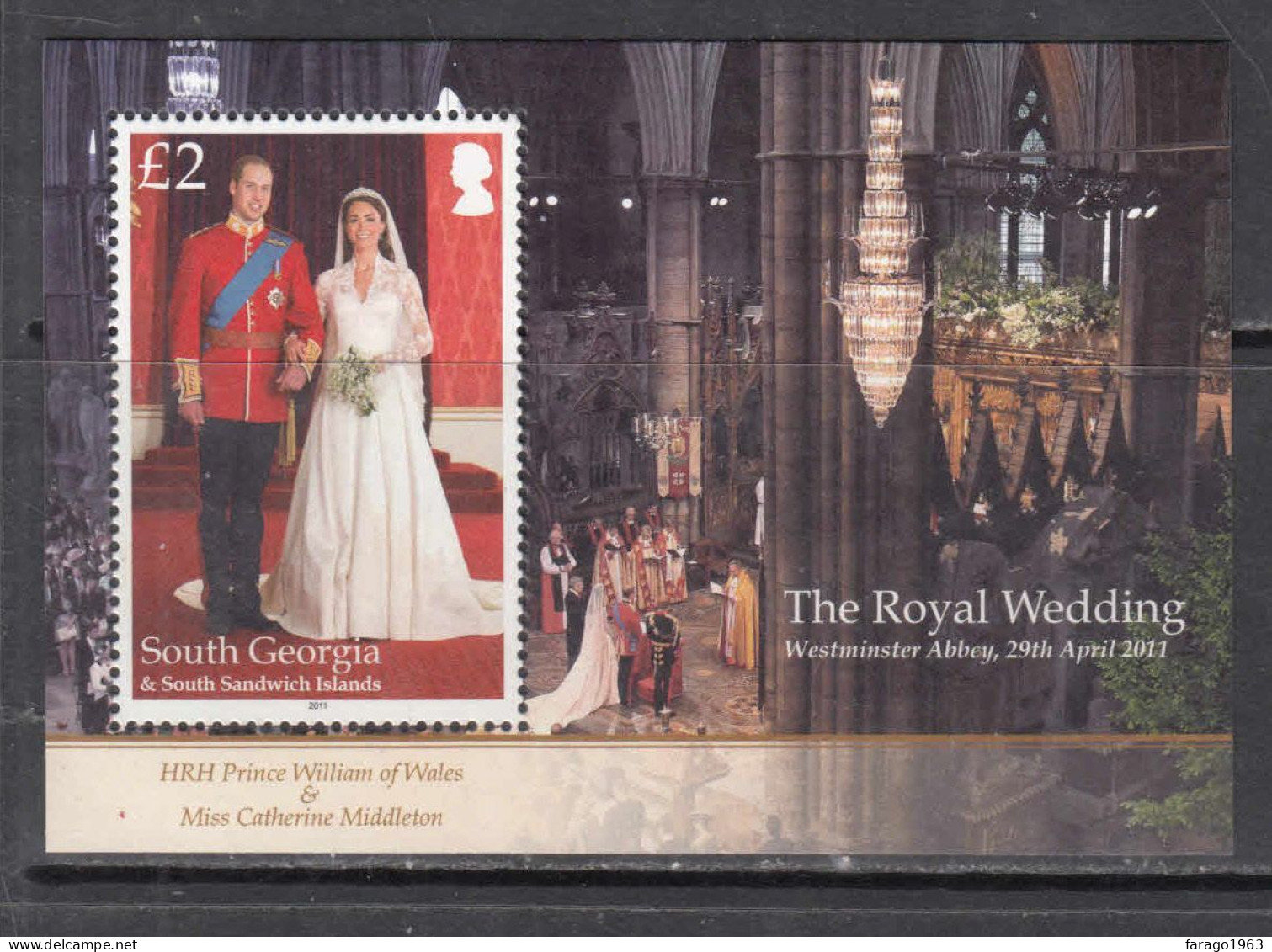 2011 South Georgia Royal Wedding Souvenir Sheet MNH - Zuid-Georgia