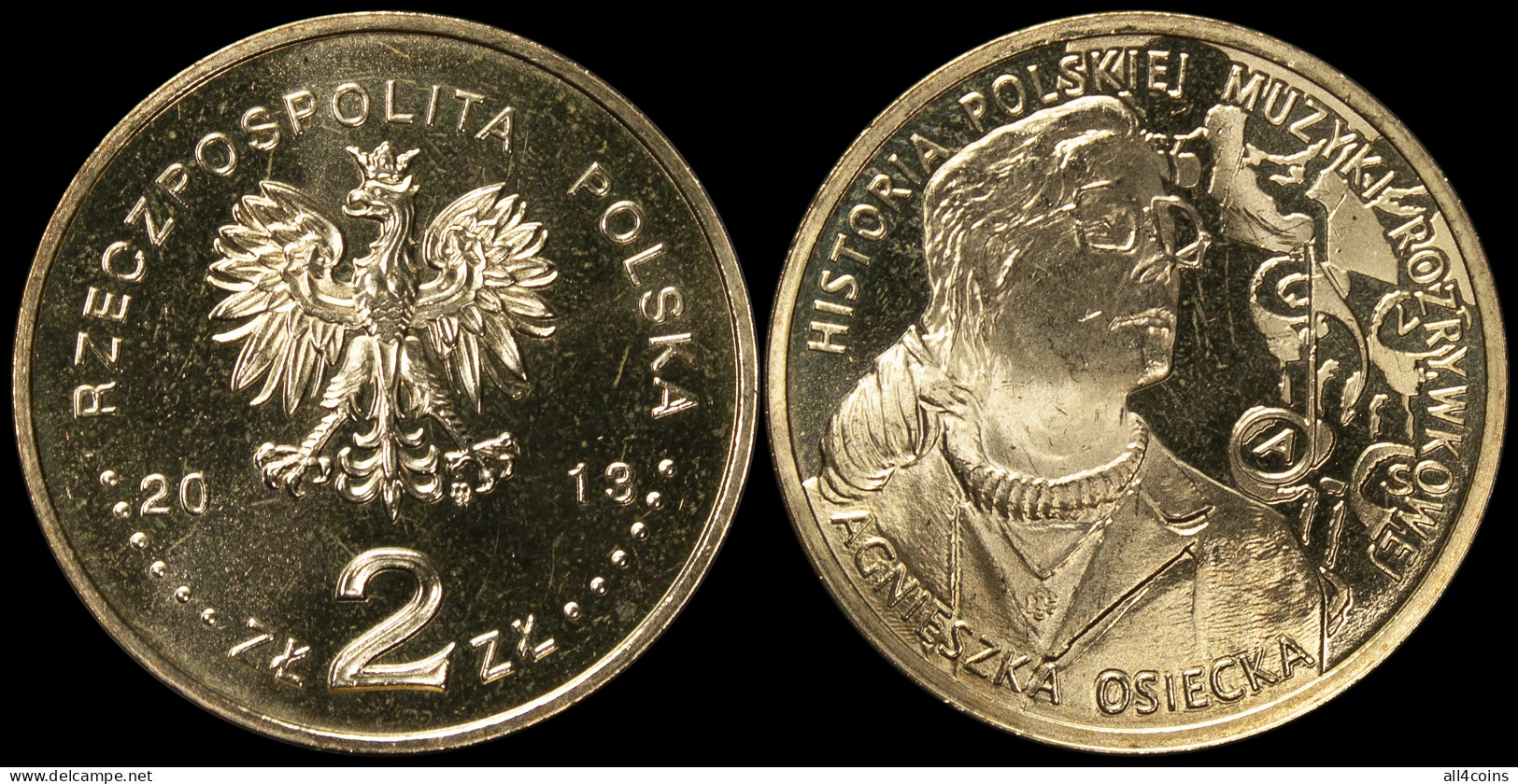 Poland. 2 Zloty. 2013 (Coin KM#Y.883. Unc)  A. Osiecka - Polen