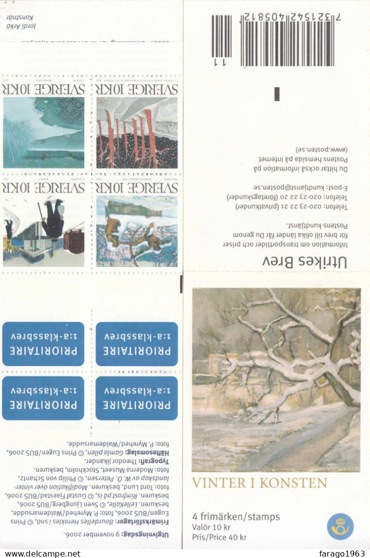 2006 Sweden Winter Complete Booklet Of 4 MNH @ BELOW FACE VALUE - Neufs