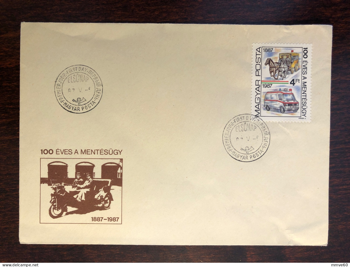 HUNGARY FDC COVER 1987 YEAR AMBULANCES HEALTH MEDICINE STAMPS - FDC