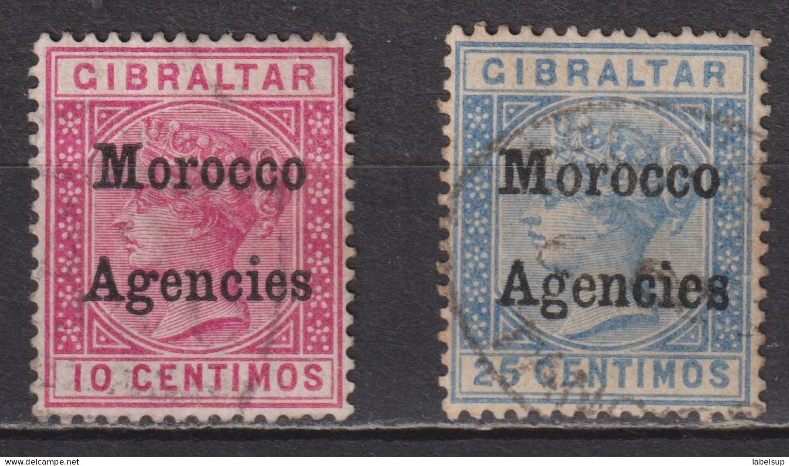 Timbres Oblitérés Du Maroc Anglais De 1898 N°2 Et 4 - Morocco Agencies / Tangier (...-1958)