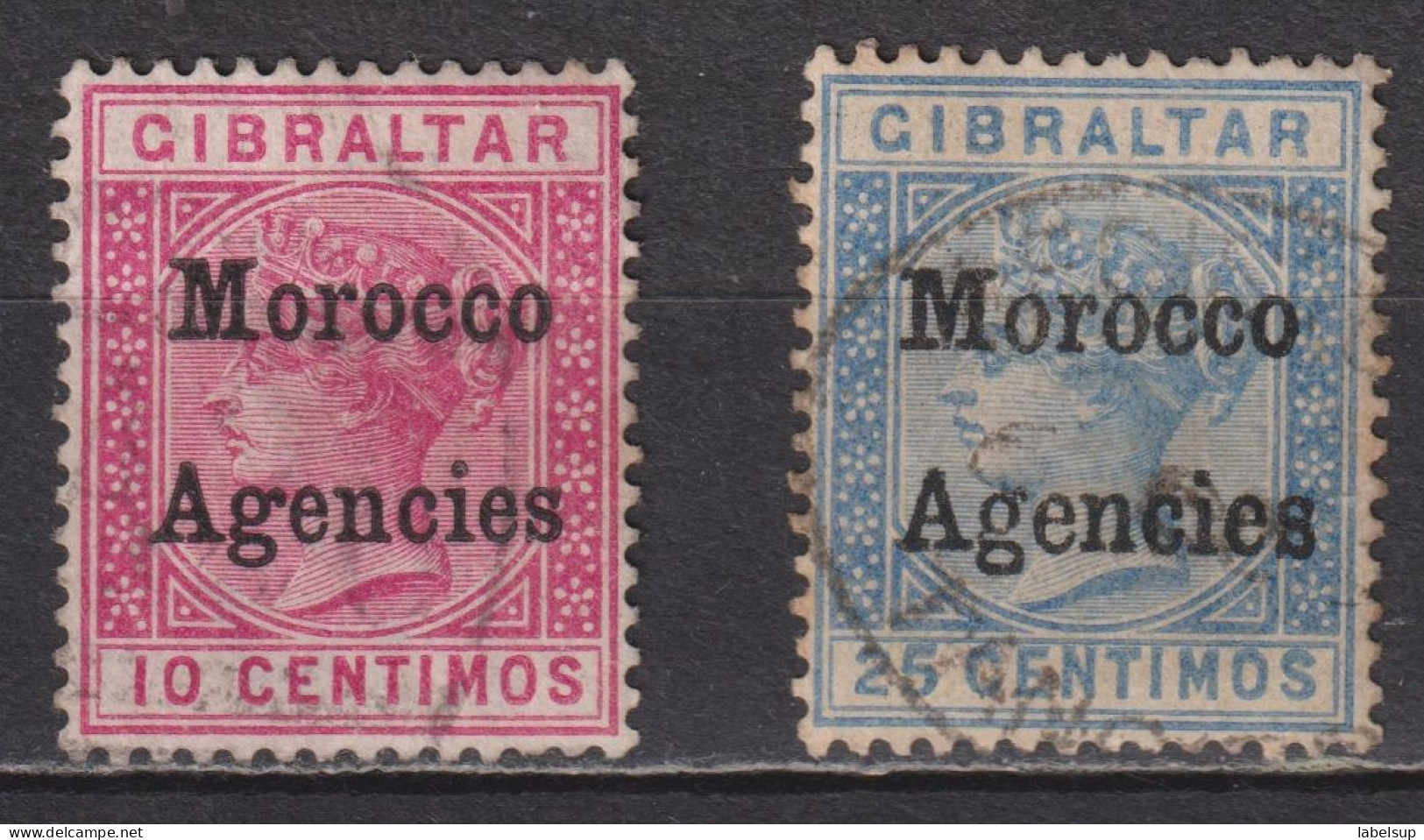 Timbres Oblitérés Du Maroc Anglais De 1898 N°2 Et 4 - Bureaux Au Maroc / Tanger (...-1958)