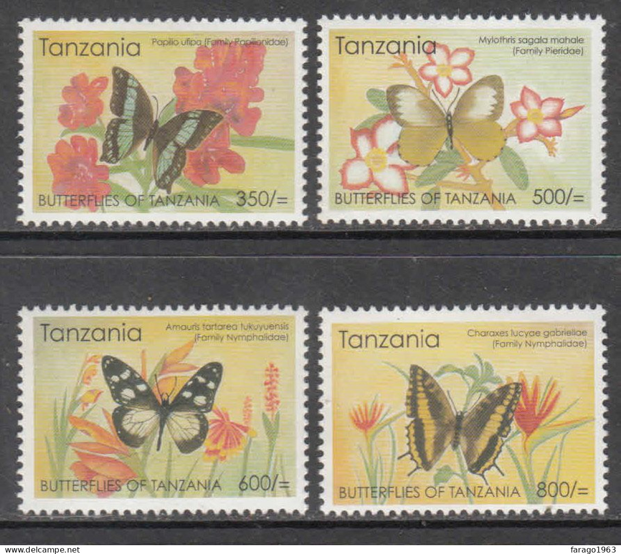 2005 Tanzania Butterflies Complete Set Of 4 MNH - Tanzania (1964-...)