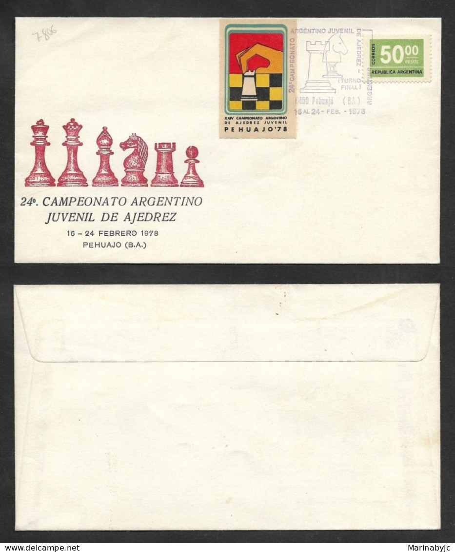 SE)1978 ARGENTINA, CHESS, 24TH ARGENTINE YOUTH CHESS CHAMPIONSHIP '78, NUMERAL 50C, FDC - Gebruikt