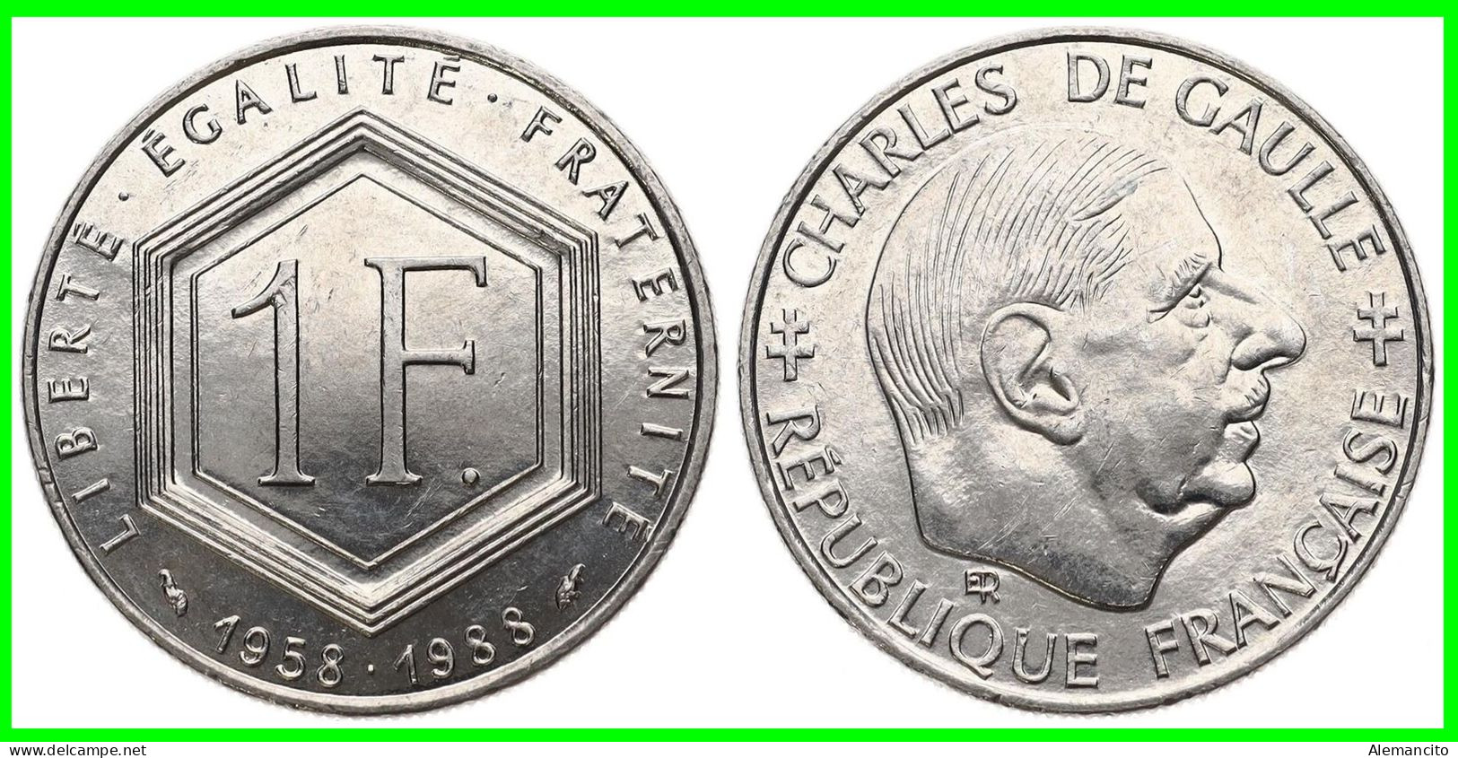 FRANCIA - FRANCE 1 FRANCO 1988 - PROOF - CHARLES DE GAULLE 1958-1988 - KM963 COMPOSICIÓN NIKEL - 1 Franc