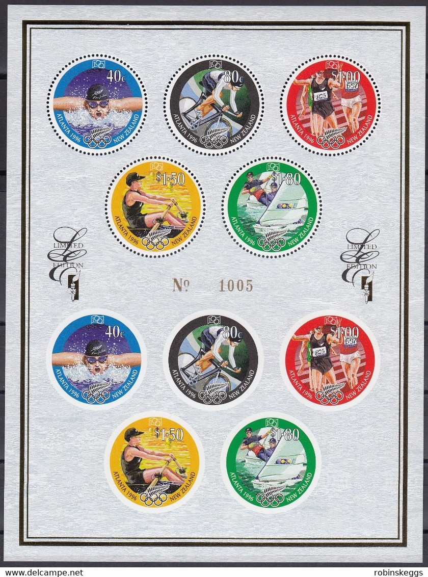 NEW ZEALAND 1996 Olympic Games, Atlanta, Limited Edition Partly IMPERFORATE Miniature Sheet MNH - Verano 1996: Atlanta