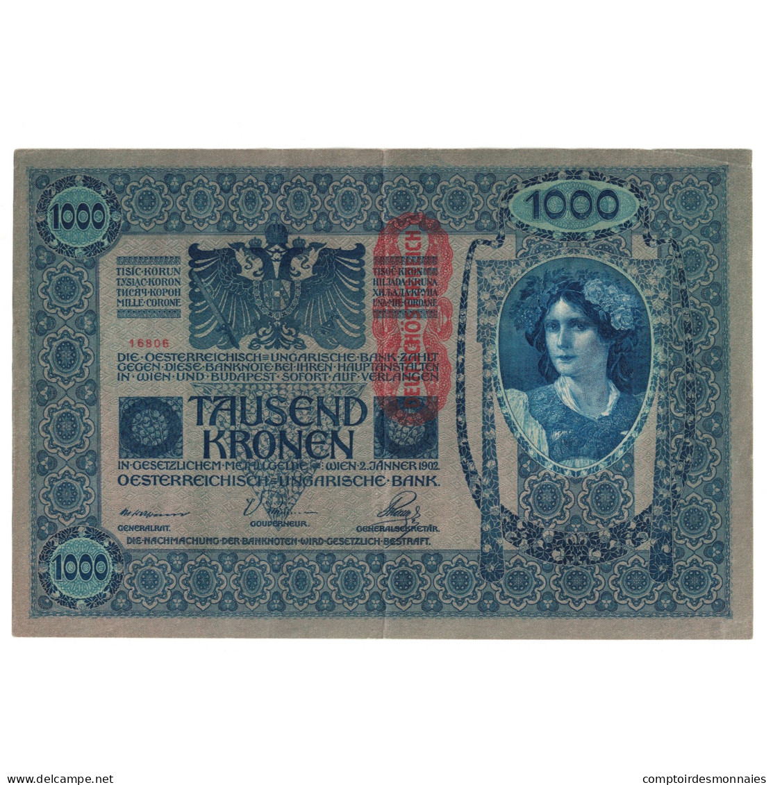 Billet, Autriche, 1000 Kronen, 1902, 1902-01-02, KM:59, TTB - Autriche