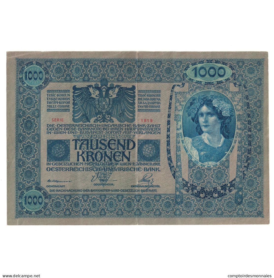 Billet, Autriche, 1000 Kronen, 1902, 1902-01-02, KM:59, TTB - Oesterreich