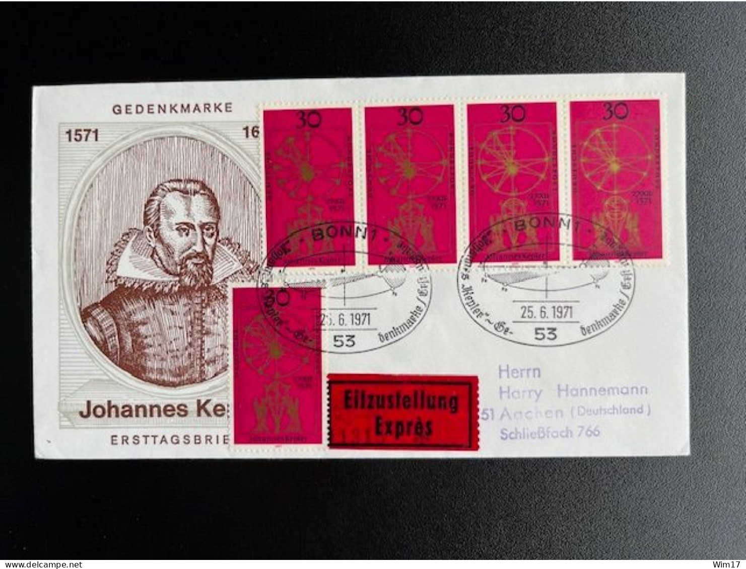 GERMANY 1971 EXPRESS FDC KEPLER 25-06-1971 DUITSLAND DEUTSCHLAND EXPRES EILBOTEN - 1971-1980