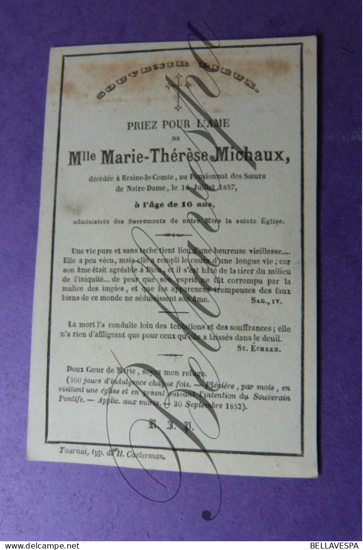 Mlle Maria Therèse MICHAUX Braine-le-Comte 1857 Pensionnat Des Soeurs Notre-Dame - Décès