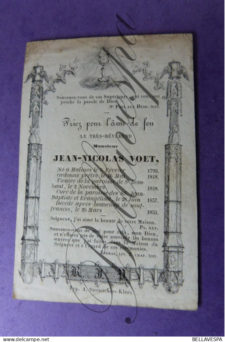 Jean-Nicolas VOET. Mechelen 1795 Pastoor Parochie St Jan De Doper. 1855 - Obituary Notices