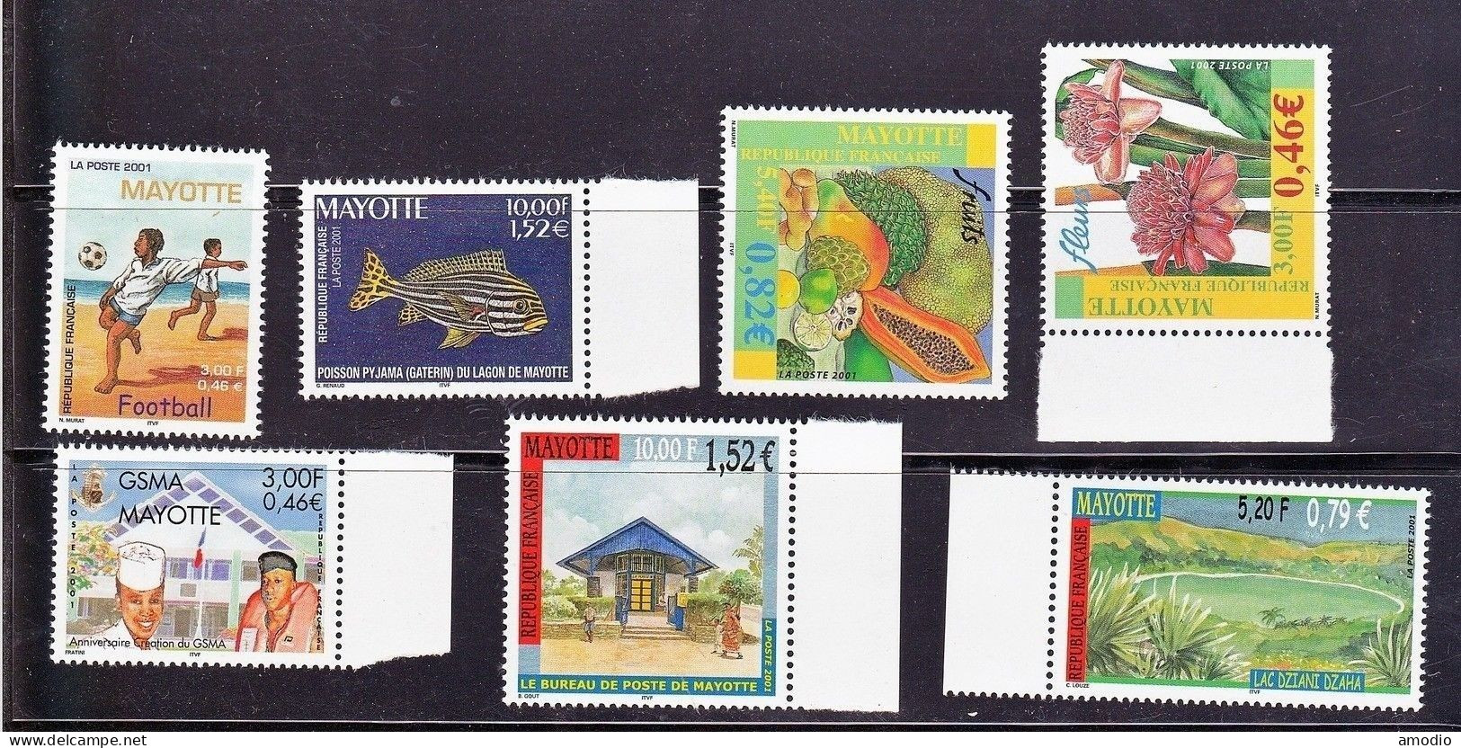 Mayotte -10 % YT 101/2, 106/10 Poisson, Football,fleurs,  N** MNH - Nuovi