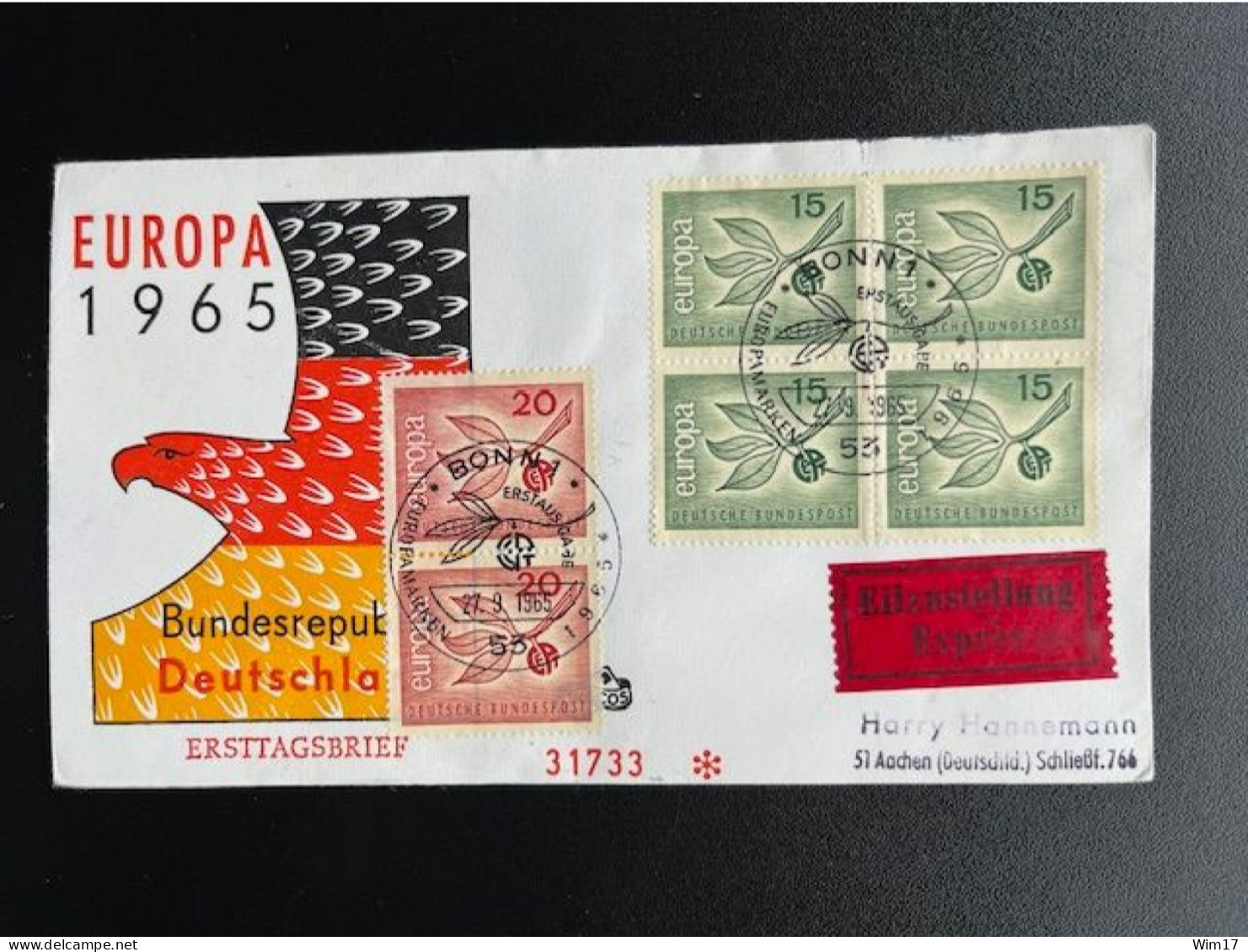 GERMANY 1965 EXPRESS FDC EUROPA CEPT 27-09-1965 DUITSLAND DEUTSCHLAND EXPRES EILBOTEN - 1961-1970