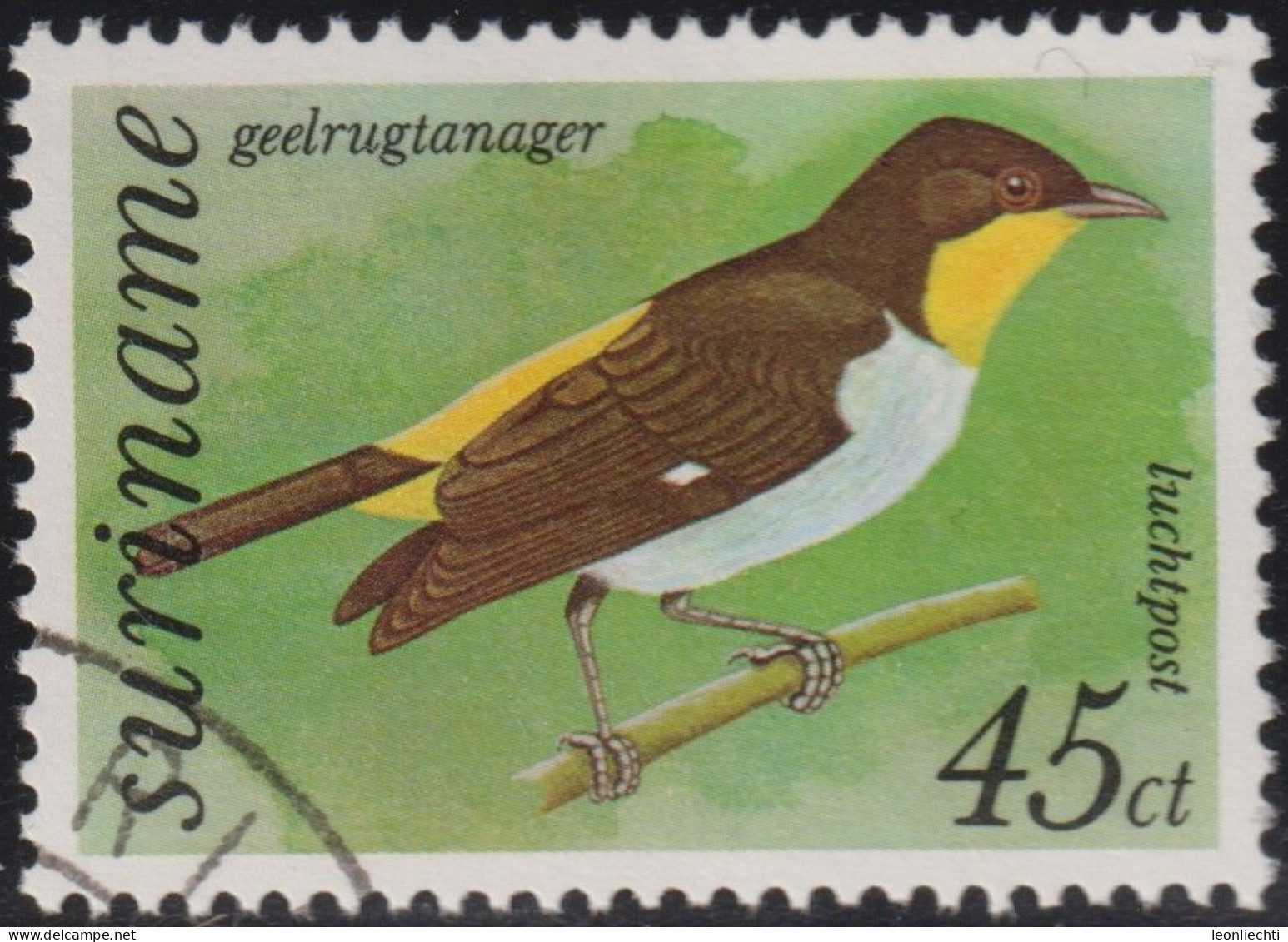 1977 Suriname ° Mi:SR 783, Sn:SR C62, Yt:SR PA73, Sg:SR 864, Zon:SR 84,Yellow-backed Tanager (Hemithraupis Flavicollis) - Surinam