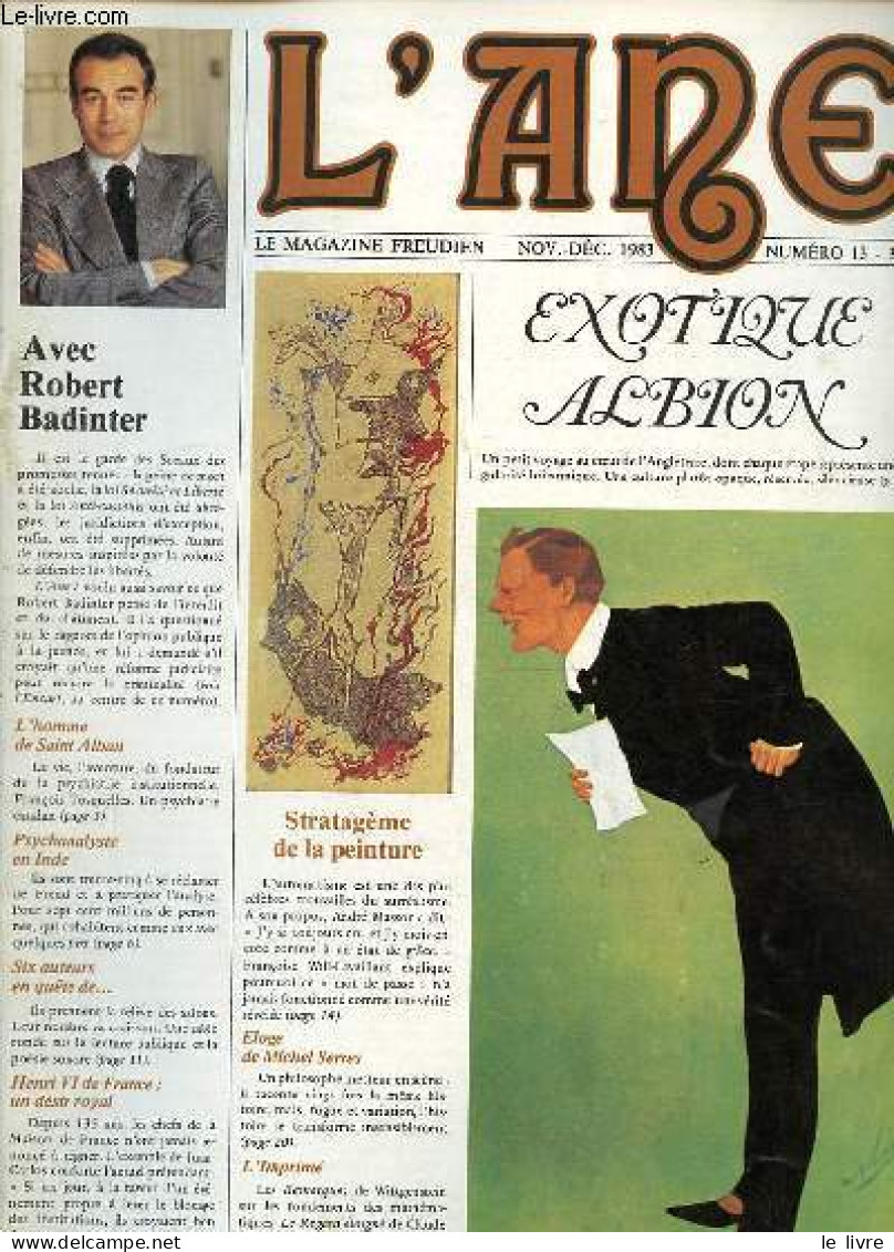 L'Ane Le Magazine Freudien N°13 Nov.-déc. 1983 - François Tosquelles Par Lui Même - Freud En Inde - Des Enfants Psychoti - Otras Revistas