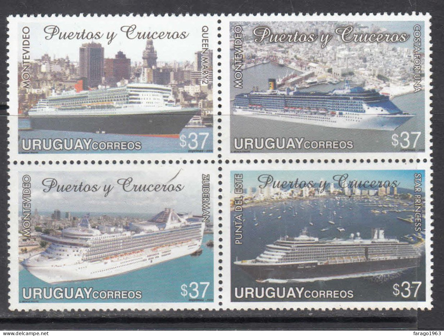 2006 Uruguay Cruise Ships Complete Block Of 4 MNH - Uruguay