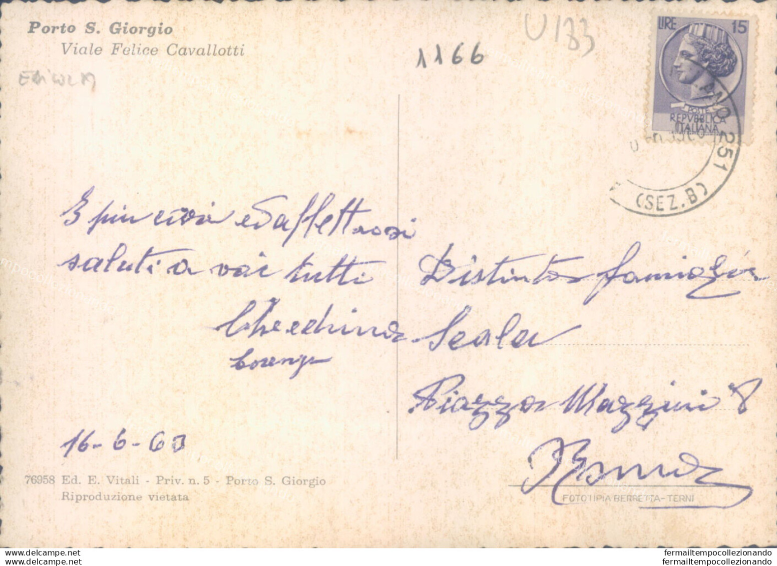 U183 Cartolina Porto S.giorgio Viale Felice Cavallotti Edicola Ascoli Piceno - Ascoli Piceno