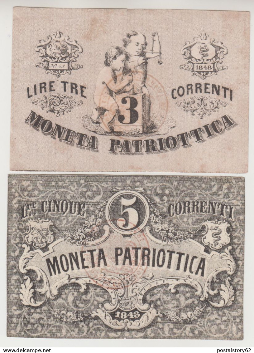 Repubblica Di Venezia, Governo Provvisorio : 1+2+3+5  Lire Correnti 1848 - [ 4] Emissions Provisionelles