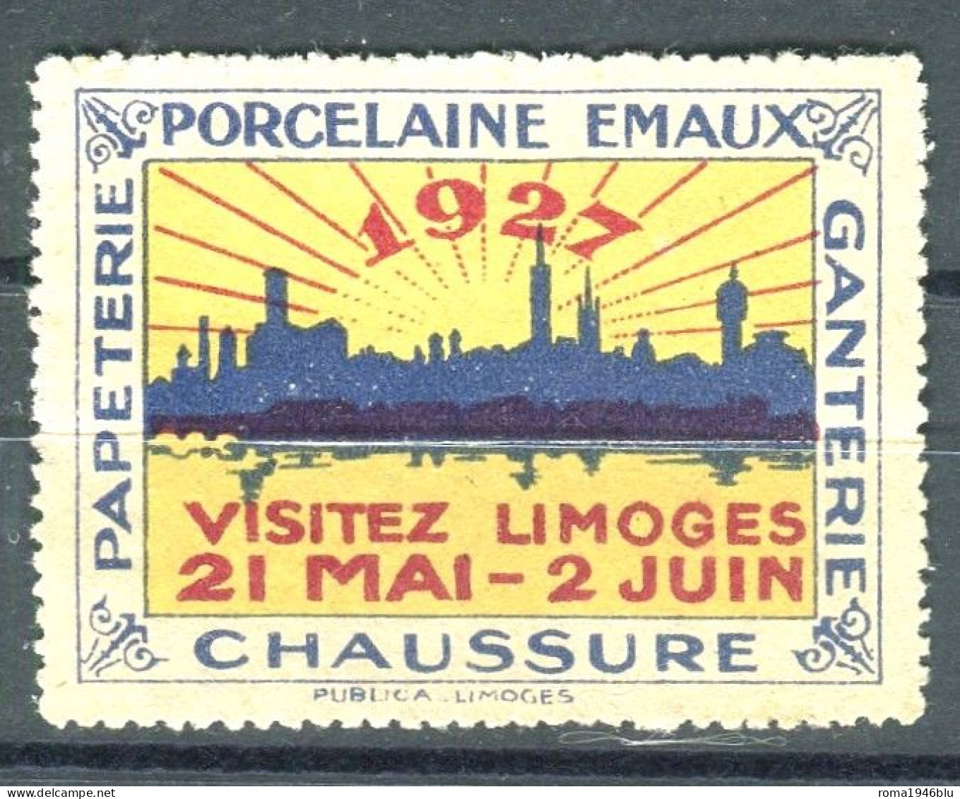 LIMOGES 1927 PORCELAINE EMAUX CHAUSSURE GANTERIE - Erinnophilie
