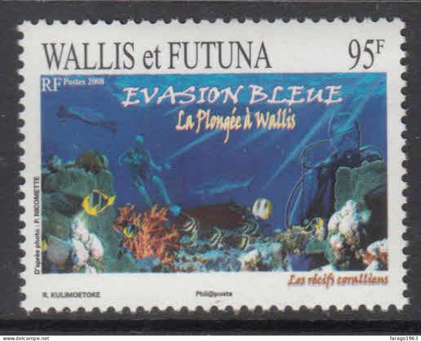 2008 Wallis & Futuna Coral Reef Marine Life Fish  Complete Set Of 1 MNH - Nuevos