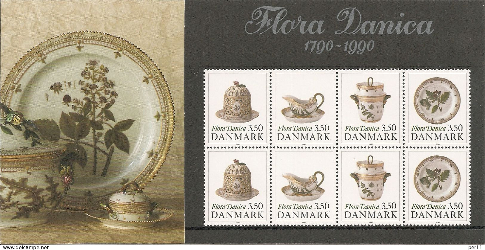 1990 Flora Danica; Block Of 8. **.        (dk034) - Postzegelboekjes