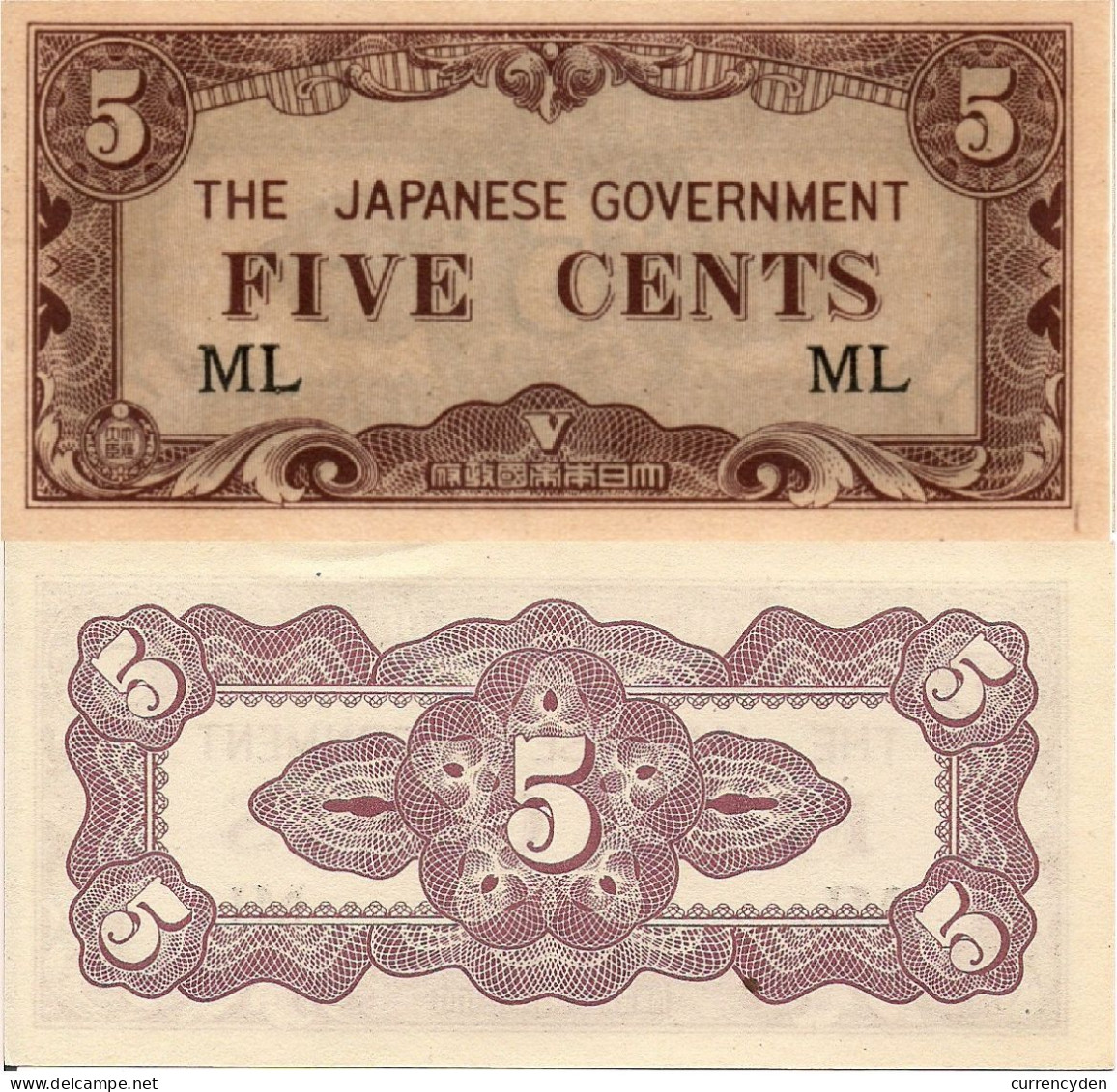 Malaya P-M2a, 5 Cents, Japanese Invasion Money (JIM ) 1942 ML Block UNC-new - Other - Asia