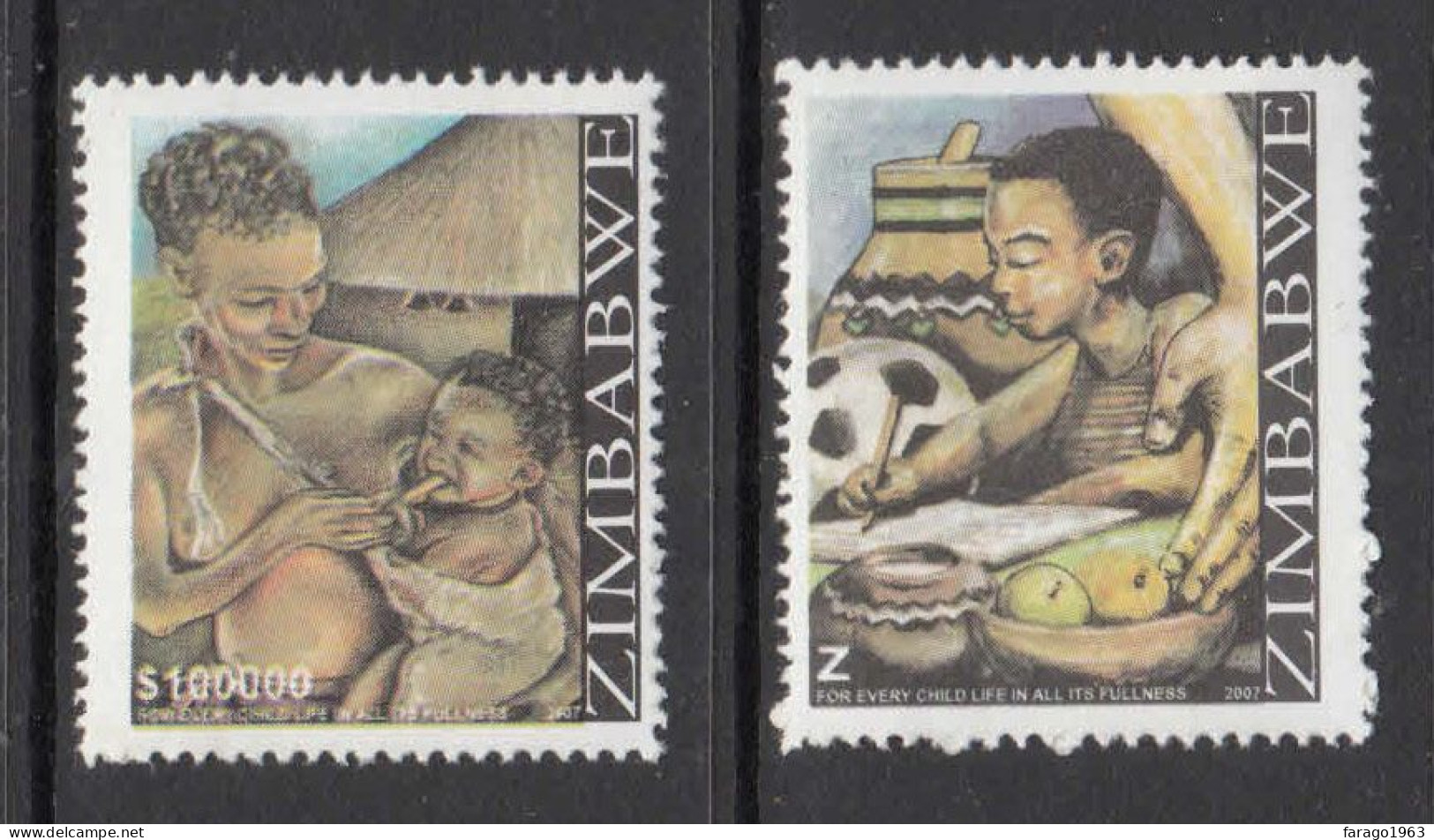 2007 Zimbabwe Life Of Children Complete Set Of 2 MNH - Zimbabwe (1980-...)