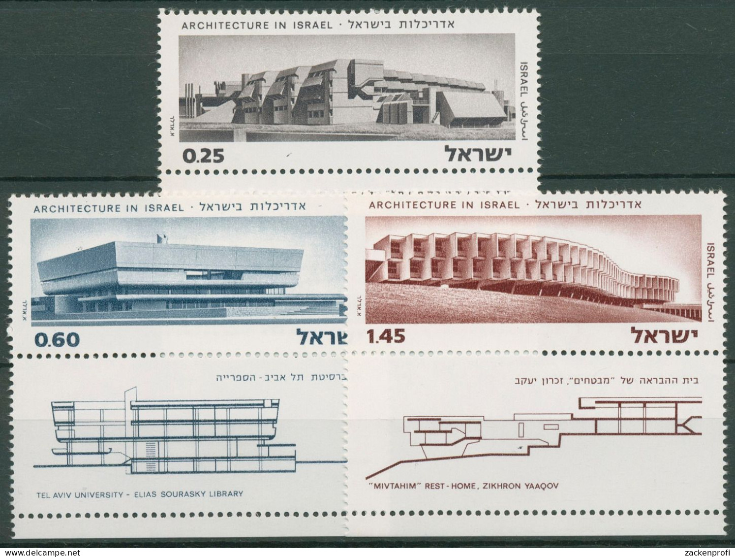 Israel 1974 Architektur Bauwerke 613/15 Mit Tab Postfrisch - Ungebraucht (mit Tabs)