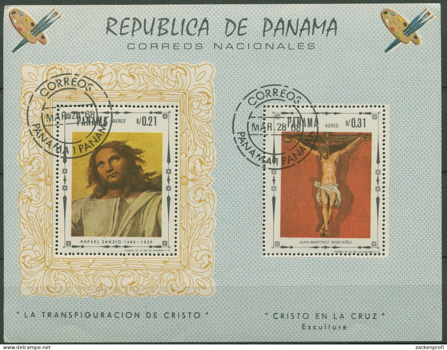 Panama 1968 Religiöse Gemälde Block 83 Gestempelt Leicht Bügig (C93863) - Panamá