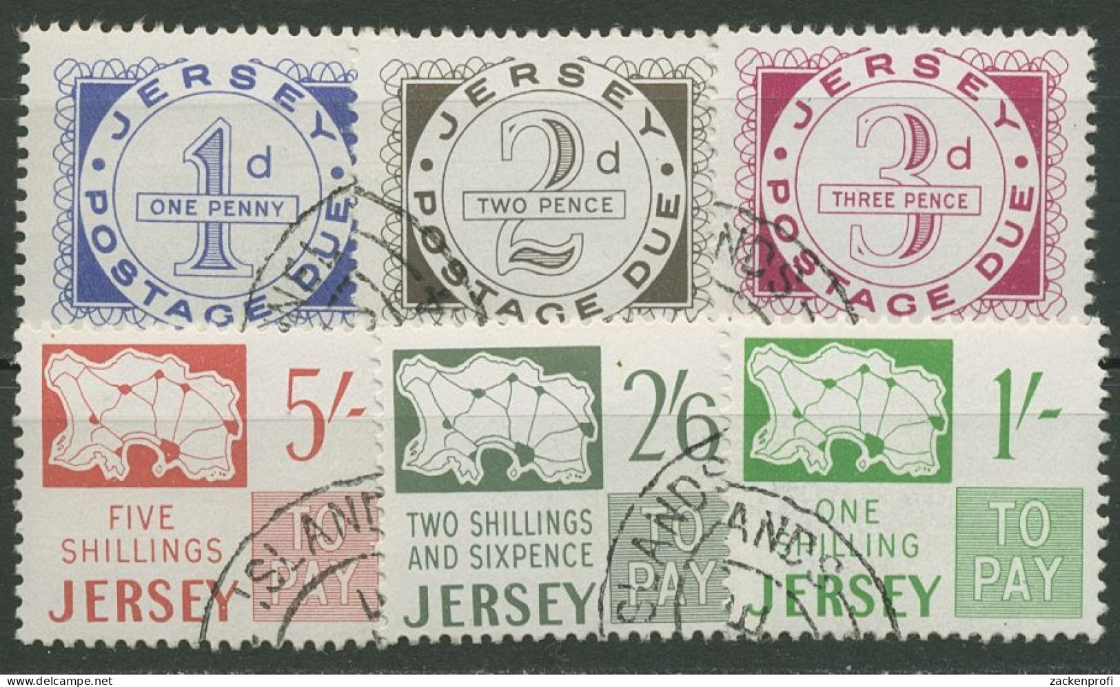 Jersey Portomarken 1969 Ziffern Landkarte P 1/6 Gestempelt - Jersey