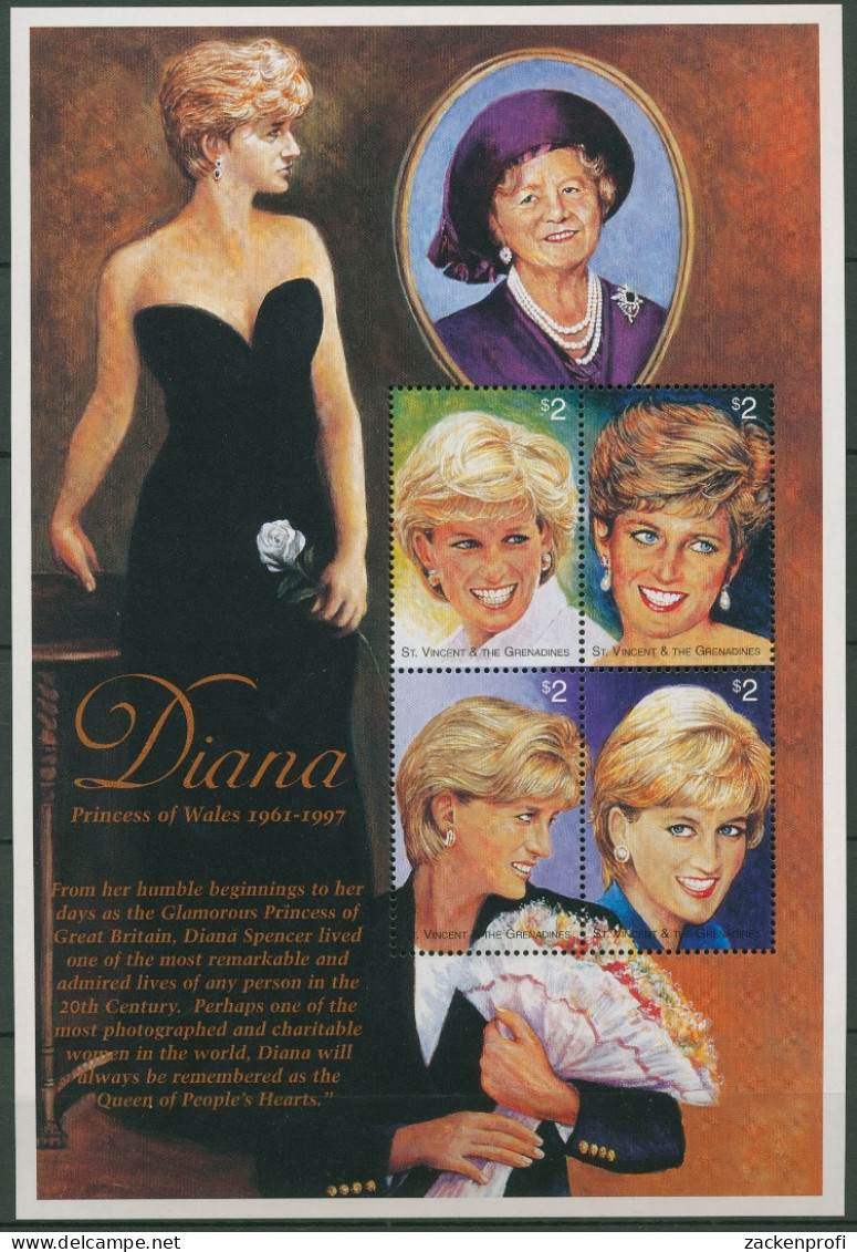 St. Vincent - Grenadinen 1997 Tod V. Lady Diana Klbg. 4218/21 K Postfr. (C93825) - St.Vincent Und Die Grenadinen