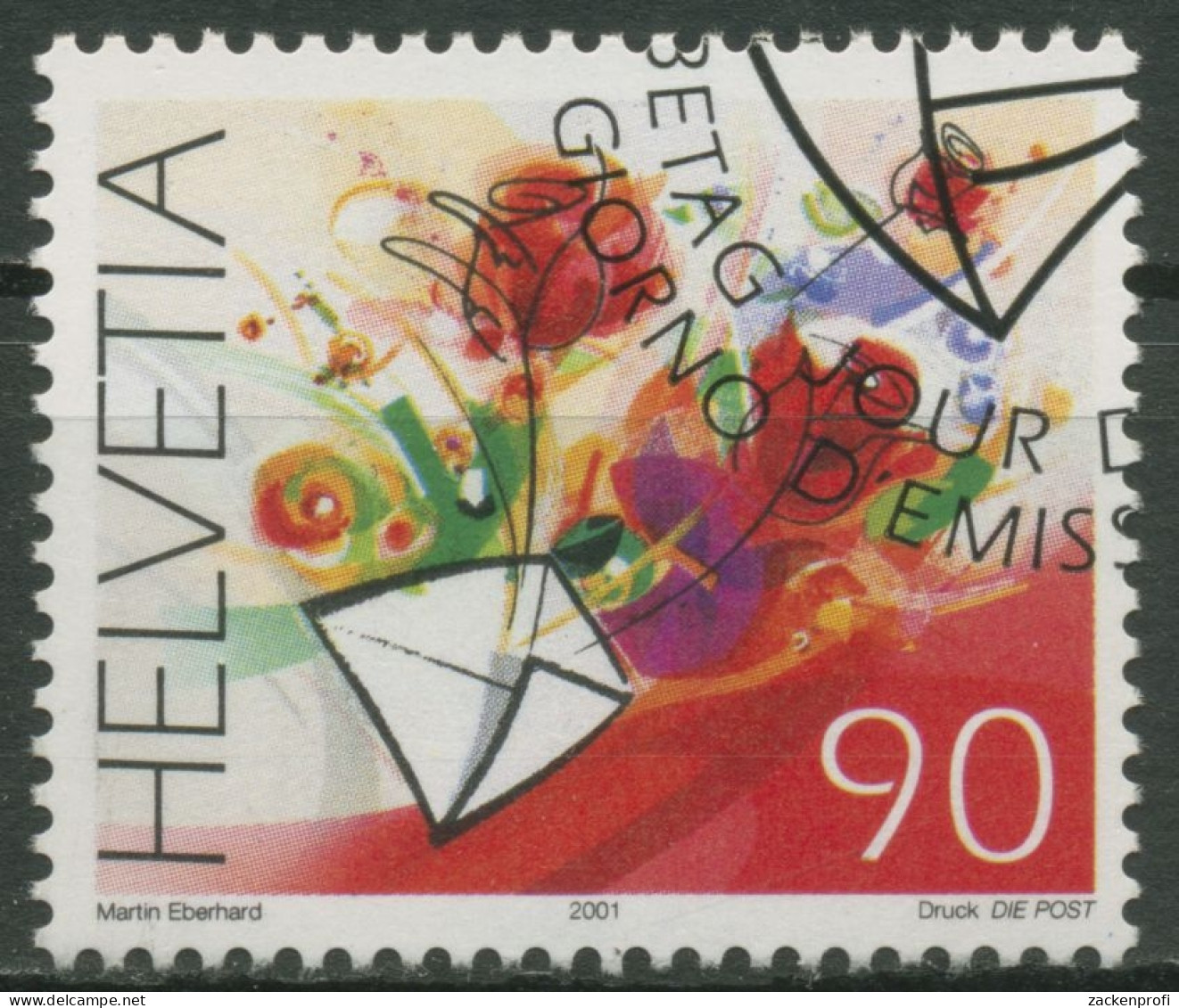 Schweiz 2001 Grußmarke Blumengruß 1750 Gestempelt - Usati