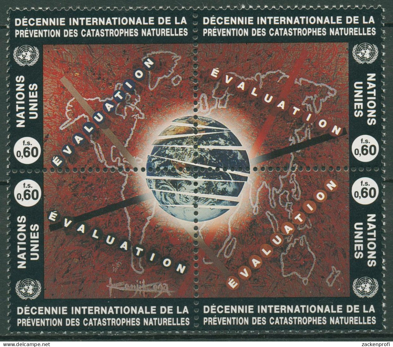 UNO Genf 1994 Katastrophenschutz IDNDR Weltkarte 250/53 ZD Postfrisch - Nuovi