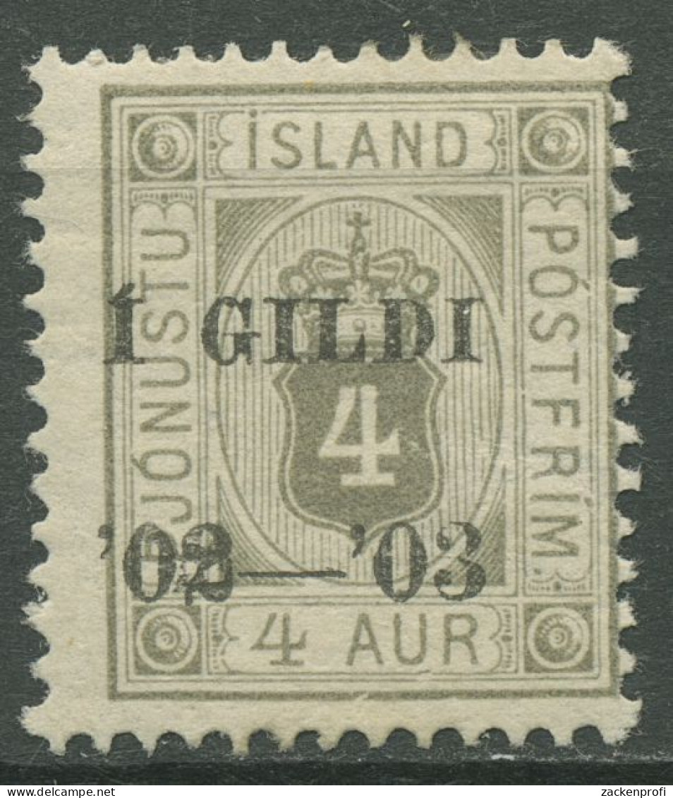 Island 1902 Dienstmarke Ziffer Mit Krone, Mit Aufdruck, D 11 B Mit Falz - Service