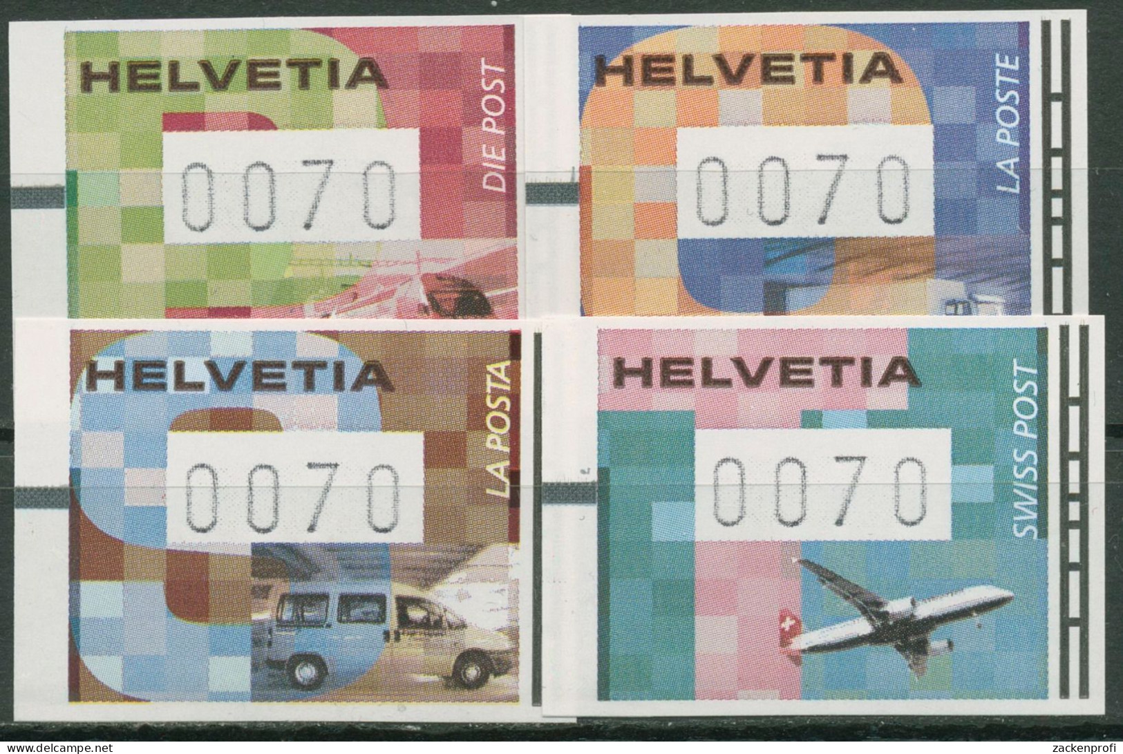 Schweiz Automatenmarken 2001 Transportmittel Der Post ATM 11/14 Postfrisch - Sellos De Distribuidores